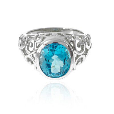 Bague en argent et Topaze bleu Suisse