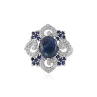 Bague en argent et Saphir étoilé bleu