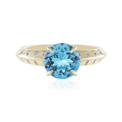 Bague en or et Topaze bleu Suisse (de Melo)