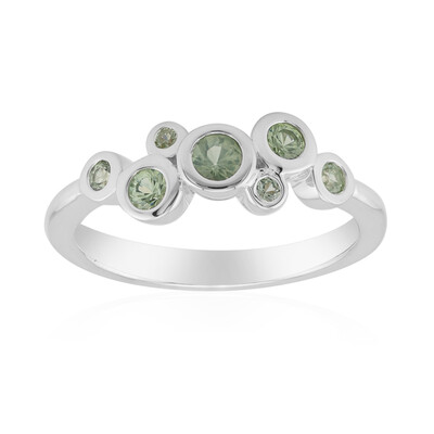 Bague en argent et Saphir vert de Tuléar  (Pallanova)
