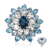 Bague en argent et Topaze bleu de Londres
