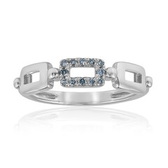 Bague en argent et Diamant bleu ciel I2