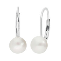 Boucles d'oreilles en argent et Perle blanche de culture d'eau douce