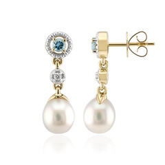 Boucles d'oreilles en or et Perle blanche des mers du sud (Michelle Albala)