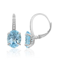 Boucles d'oreilles en argent et Topaze bleu ciel