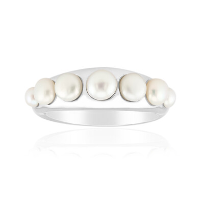 Bague en argent et Perle blanche de culture d'eau douce (Michelle Albala)