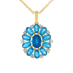 Collier en argent et Apatite bleu néon