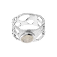 Bague en argent et Pierre de Lune arc-en-ciel