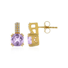 Boucles d'oreilles en argent et Améthyste Rose de France