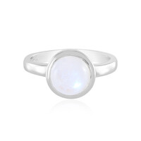 Bague en argent et Pierre de Lune arc-en-ciel