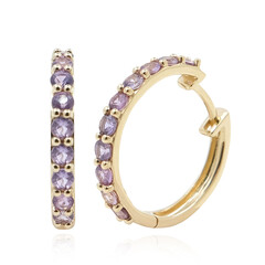 Boucles d'oreilles en or et Saphir pourpre de Ceylan non chauffé