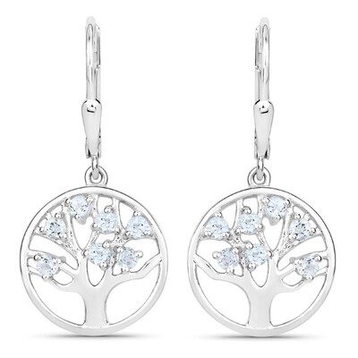 Boucles d'oreilles en argent et Topaze bleu ciel