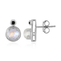 Boucles d'oreilles en argent et Pierre de Lune arc-en-ciel