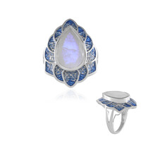 Bague en argent et Pierre de Lune arc-en-ciel (Adela Silber)