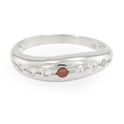 Bague en argent et Rubis rouge du soir