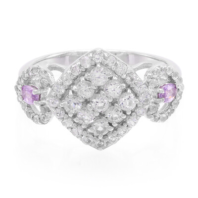 Bague en argent et Saphir pourpre de Ceylan non chauffé