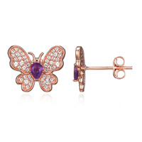 Boucles d'oreilles en argent et Améthyste de Zambie