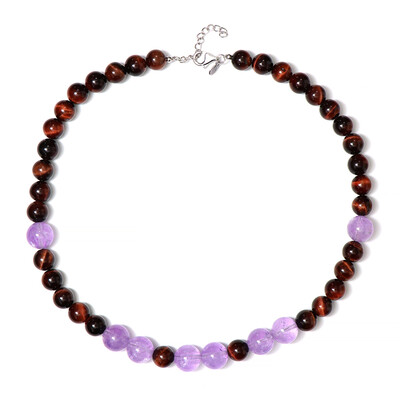 Collier en argent et Œil-de-tigre rouge