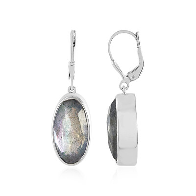 Boucles d'oreilles en argent et Labradorite verte de Maniry (KM by Juwelo)