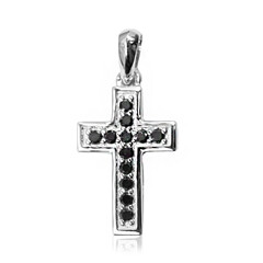 Pendentif en argent et Diamant noir
