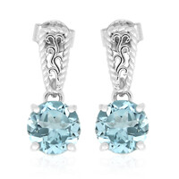 Boucles d'oreilles en argent et Topaze bleu ciel