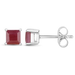 Boucles d'oreilles en argent et Rubis