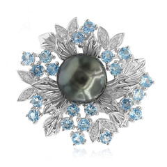 Broche en argent et Perle de culture de Tahiti (TPC)