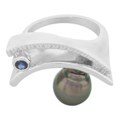 Bague en argent et Perle de culture de Tahiti