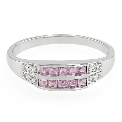 Bague en argent et Saphir rose de Ceylan