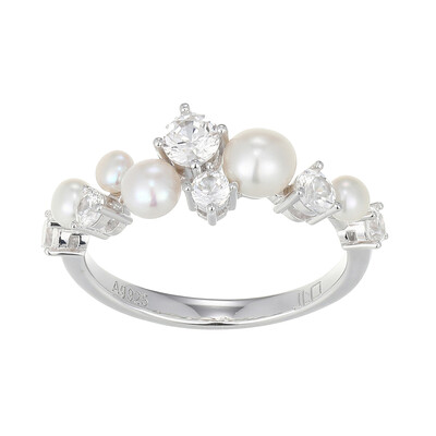 Bague en argent et Perle blanche de culture d'eau douce