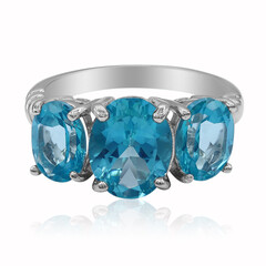 Bague en argent et Topaze bleue de Paraiba