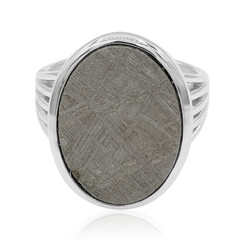Bague en argent et Météorite ferreuse
