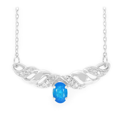 Collier en argent et Apatite bleu néon