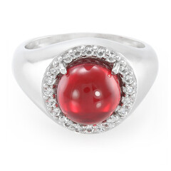 Bague en argent et Ambre rouge de la Dominique