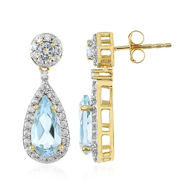 Boucles d'oreilles en argent et Topaze bleu ciel