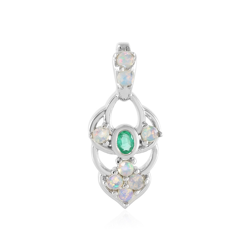 Pendentif Opale D'Éthiopie Naturelle Sur Chaîne Argentée - Bijou Neuf, Pierre Multicolore