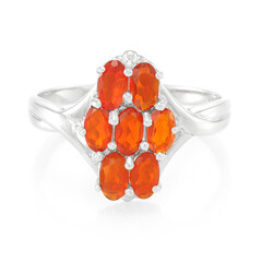 Bague en argent et Opale de feu impériale du Jalisco