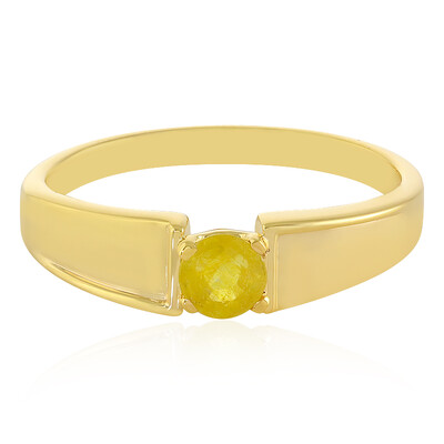 Bague en argent et Saphir jaune de Madagascar