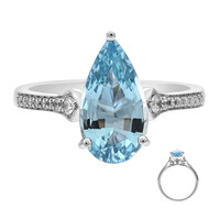 Bague en or et Aigue-Marine du Brésil AAA (AMAYANI)