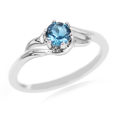 Bague en argent et Topaze bleu de Londres