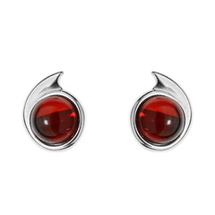 Boucles d'oreilles en argent et Ambre rouge de Colombie