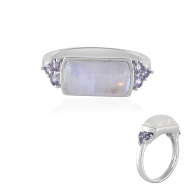 Bague en argent et Pierre de lune bleue (KM by Juwelo)