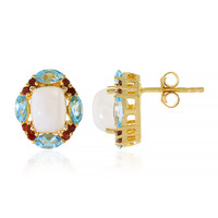 Boucles d'oreilles en argent et Pierre de Lune arc-en-ciel