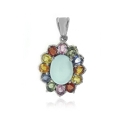 Pendentif en argent et Calcédoine d'eau