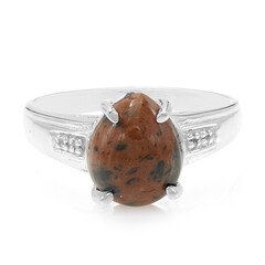 Bague en argent et Obsidienne acajou
