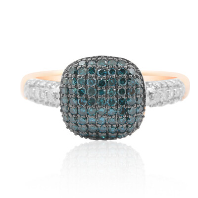 Bague en or et Diamant bleu I1