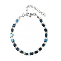 Bracelet en argent et Hématite bleu royal