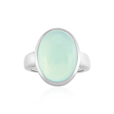 Bague en argent et Calcédoine d'eau