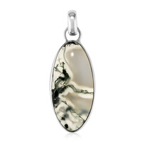 Pendentif en argent et Agate mousse de Java