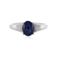 Bague en argent et Saphir étoilé bleu